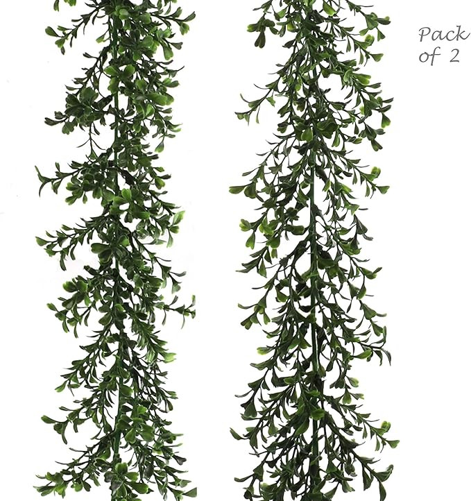 Larksilk Boxwood Garland, 9 Foot Long Artificial Ivy Vine Greenery, Hanging Loops Included, Party... | Amazon (US)