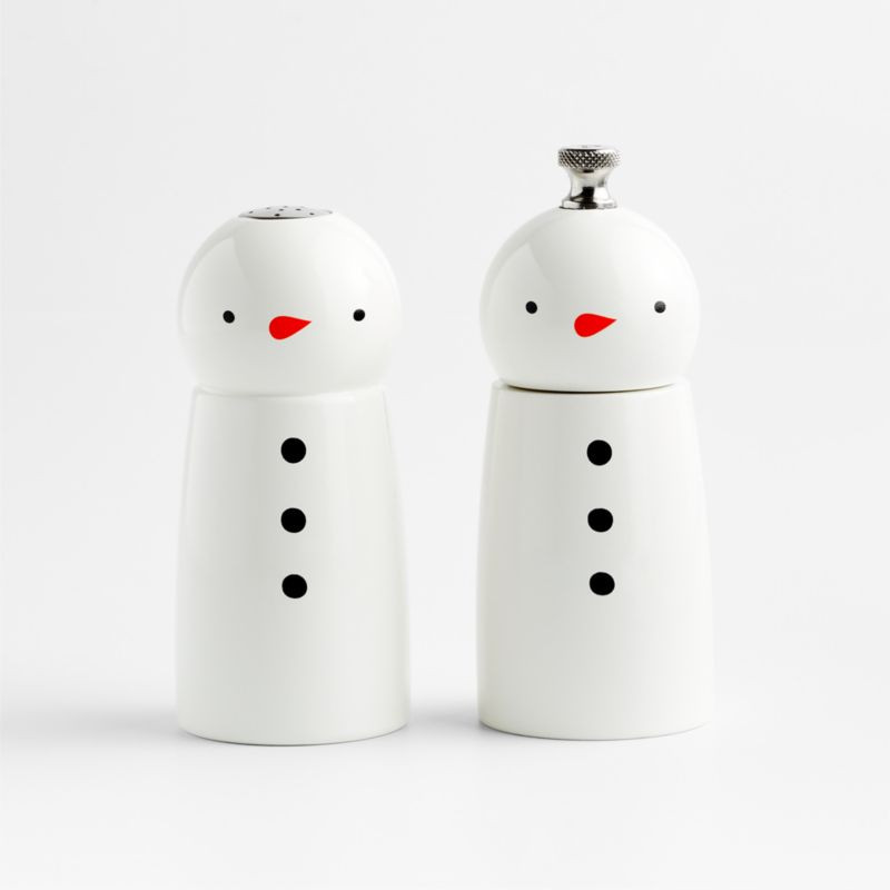 Fletcher Snowman Pepper Mill and Salt Shaker | Crate & Barrel | Crate & Barrel