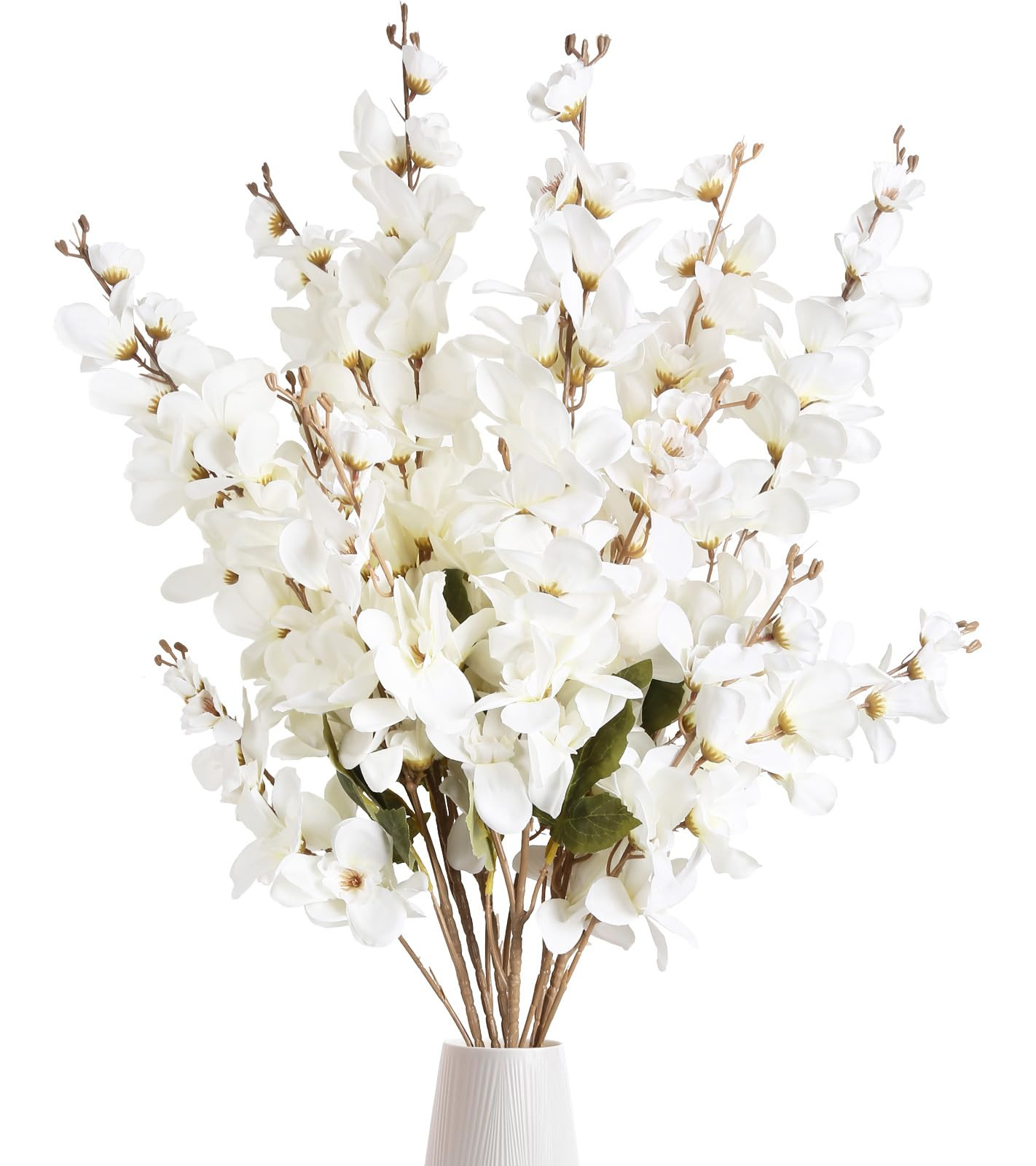 6PCS White Delphinium Artificial Flower Lifelike Larkspur Silk Flowers Plant 35.43'' Long Stem Bl... | Amazon (US)