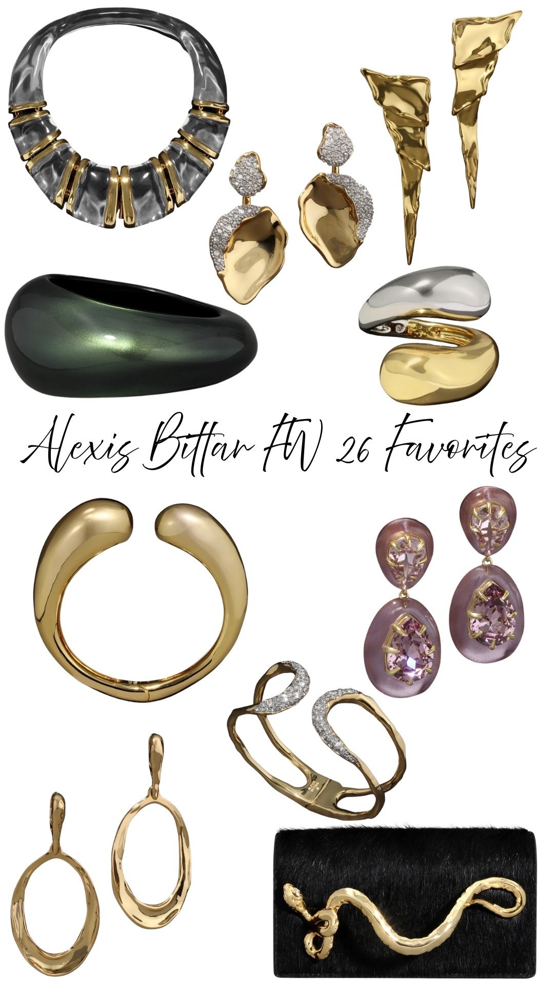 Alexis Bittar always knows how to make accessories feel like a statement, and these FW26 pieces immediately caught my eye. I love the mix of bold sculptural shapes, metallic finishes, crystals, and unexpected details throughout the collection.

I rounded up a few of my favorites, from earrings and cuffs to necklaces and that statement clutch. These are the kind of pieces that can completely change an outfit without needing much else. I linked all of my picks below.

#LTKootd #LTKU #LTKSeasonal