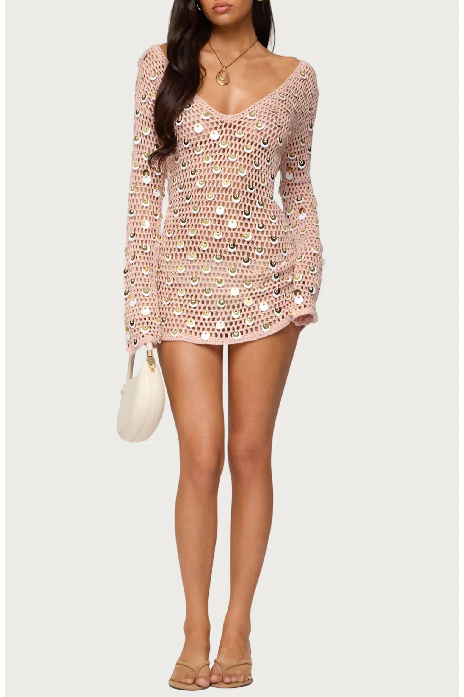 Corea Long Sleeve Sequin Crochet Minidress (Women) | Nordstrom | Nordstrom
