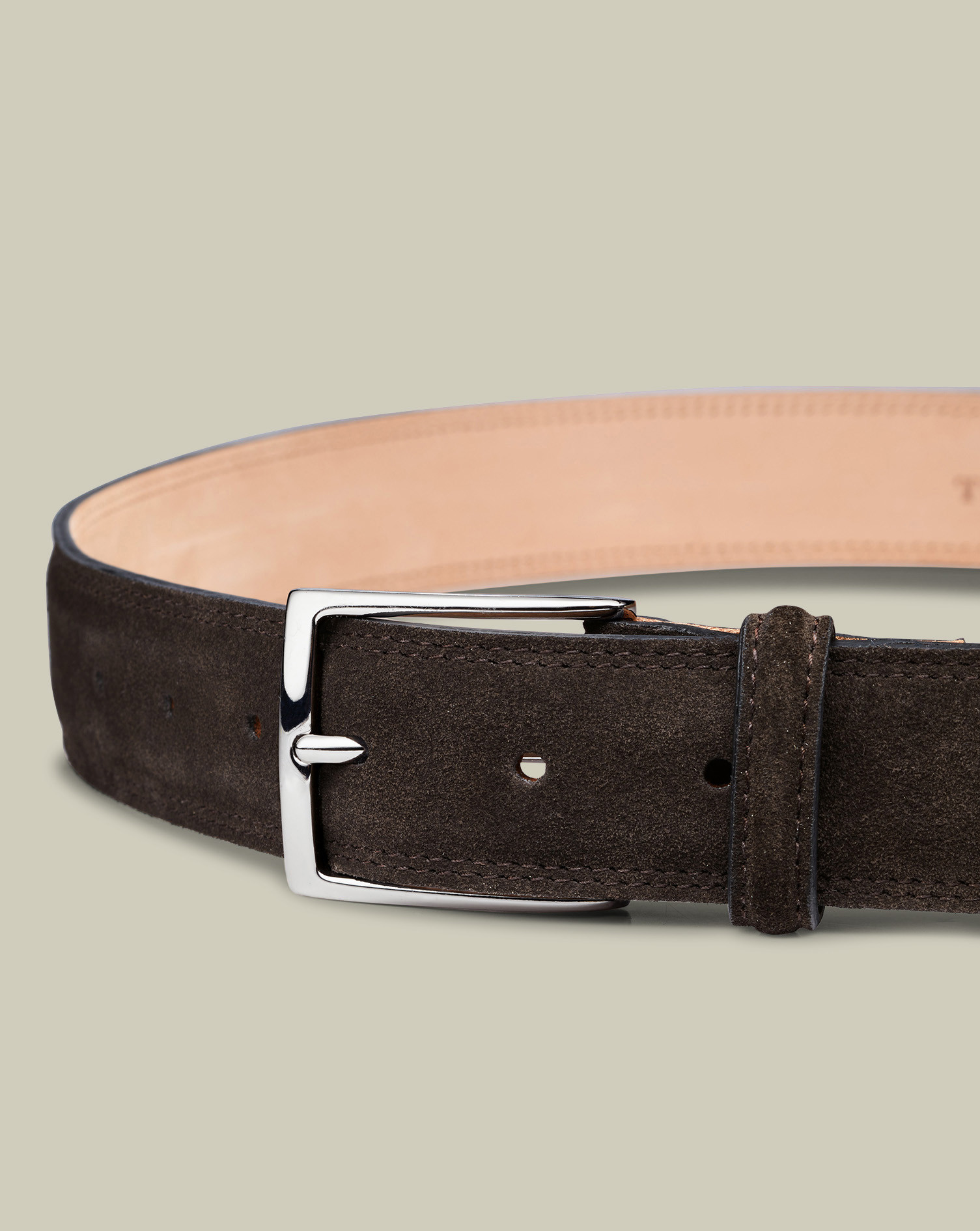 Suede Leather Belt - Chocolate | Charles Tyrwhitt