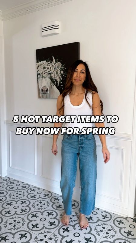 5 hot Target items to buy now for spring. I say buy now because I think the majority of these will sell out before spring begins. And let me tell you, all 5 are unbelievable!  Let’s break them down: 
1. Best Target jeans ever. They remind me of Agolde (I cut the hem). 
2. Loving the yellow and SO soft. 
3. Just as comfortable as my Lululemon slides. 
4. This year’s pearl slides are just as good as last year’s. 
5. And designer inspired sandals might just be my favorite. 

Jeans sized up to 4. Sweatshirt small. Sandals all tts. 

Target, target style, sandals 

#LTKfindsunder50 #LTKover40 #LTKshoecrush