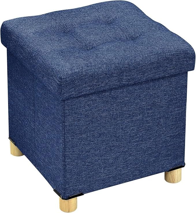 BRIAN & DANY Folding Storage Ottoman with Wood Legs, Linen Footstools Cube for Living Room and Be... | Amazon (US)
