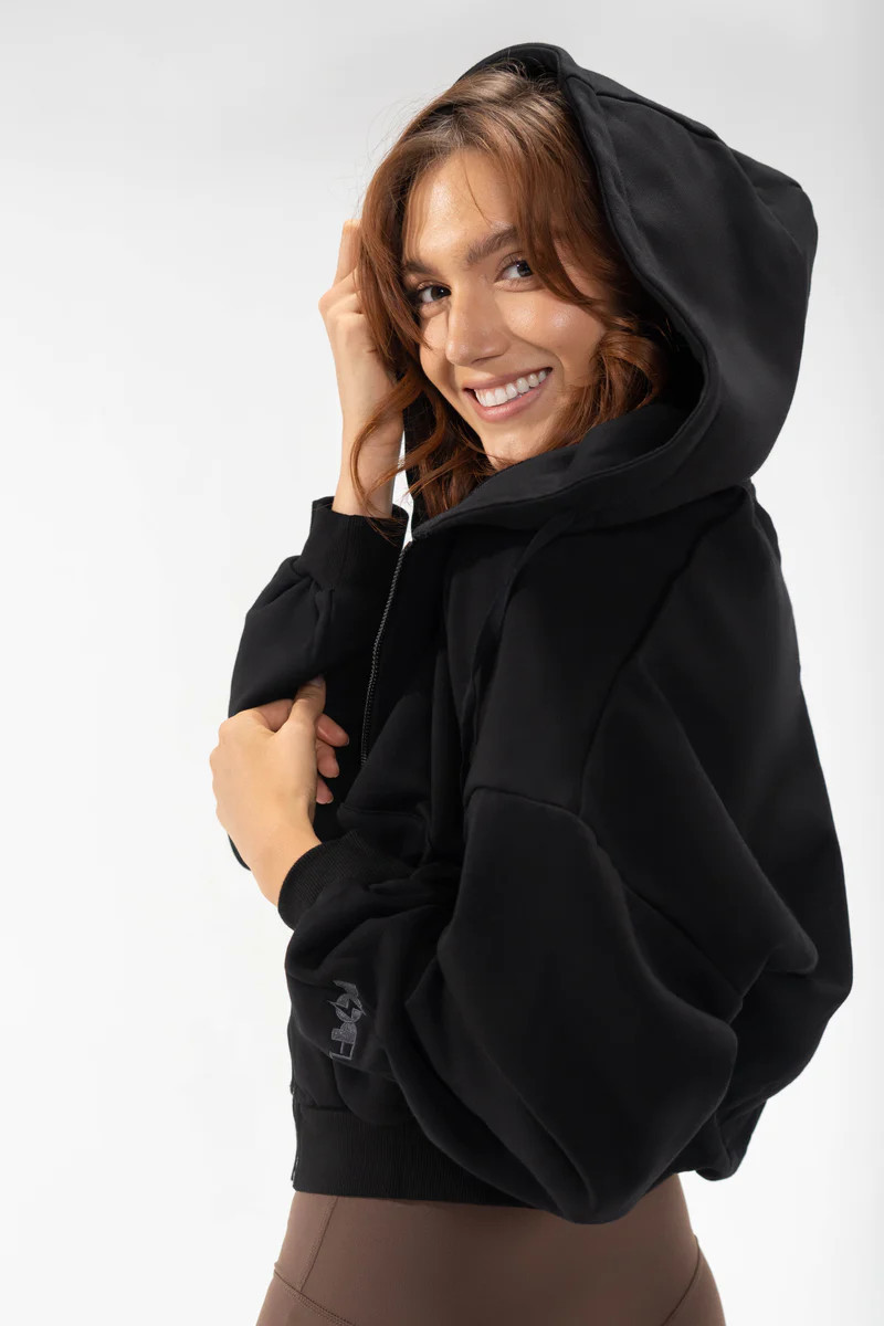 Zip Cloud Hoodie - Black | POPFLEX
