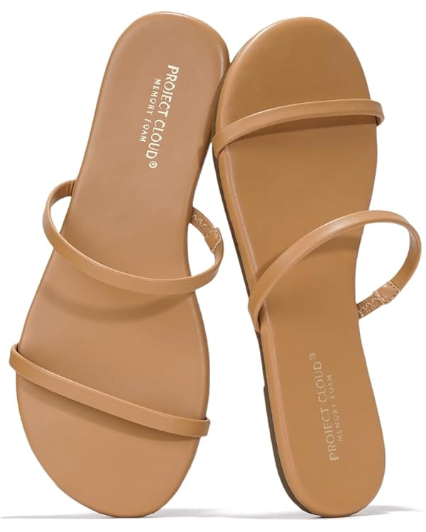Project Cloud Summer Sandals for Women 2026 - Memory Foam Insole and Vegan Leather Beach Flip Flo... | Amazon (US)