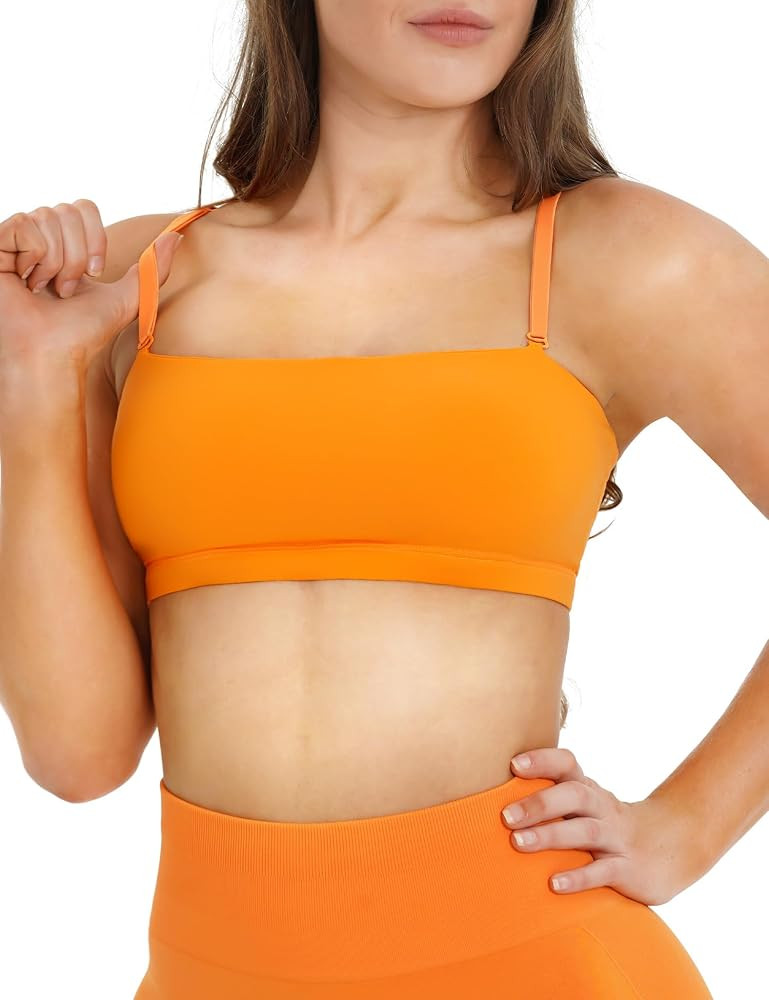 NVS Bandeau Sports Bras for Women Detachable Straps Padded Bralette Bra Yoga Fitness Workout Crop... | Amazon (US)