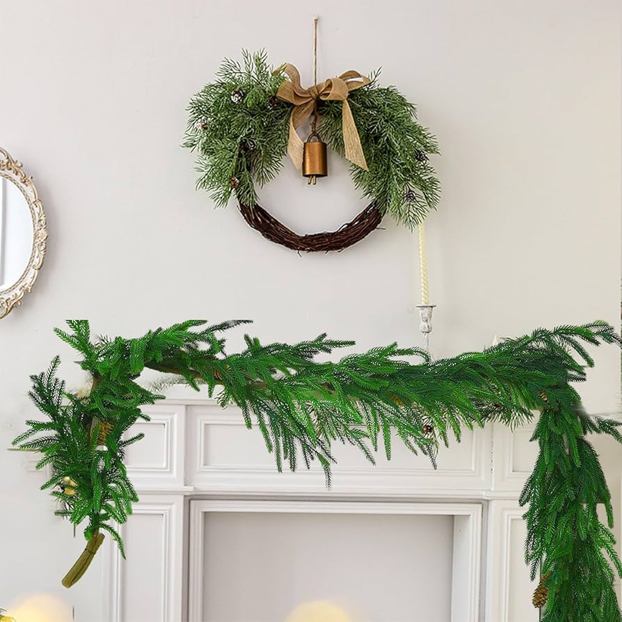 Norfolk Pine Garland,Christmas Real Touch Norfolk Pine Garland,Afloral Norfolk Pine Garland,Chris... | Amazon (US)