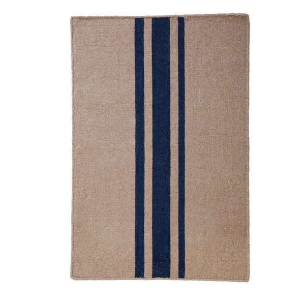 Beachwood Handmade Flatweave Natural/Navy Rug | Wayfair North America