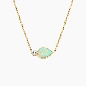 14K Yellow Gold Willa Opal and Diamond Pendant | Brilliant Earth