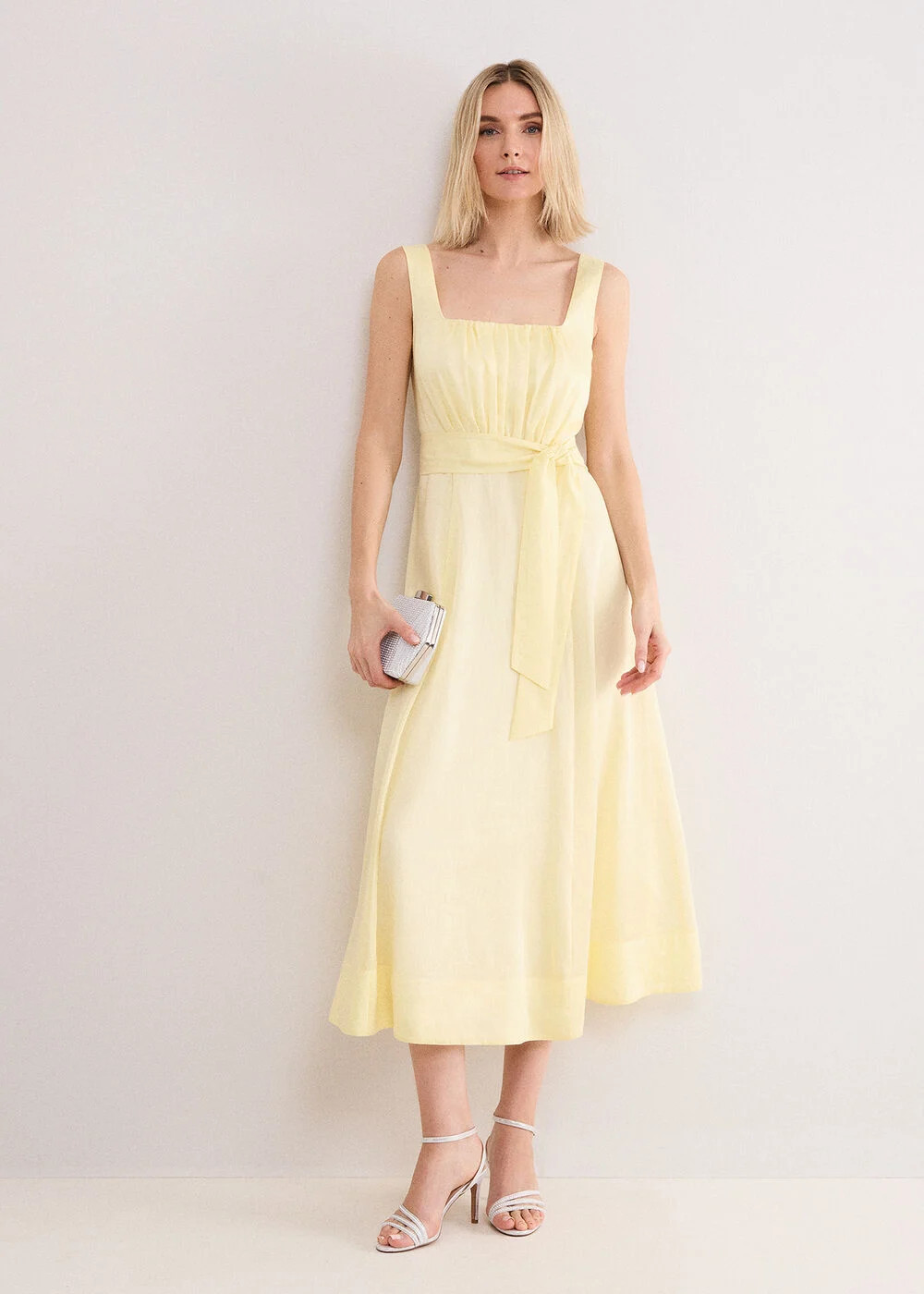 Zahira Pale Yellow Square Neck Midaxi Dress | Phase Eight UK | | Phase Eight