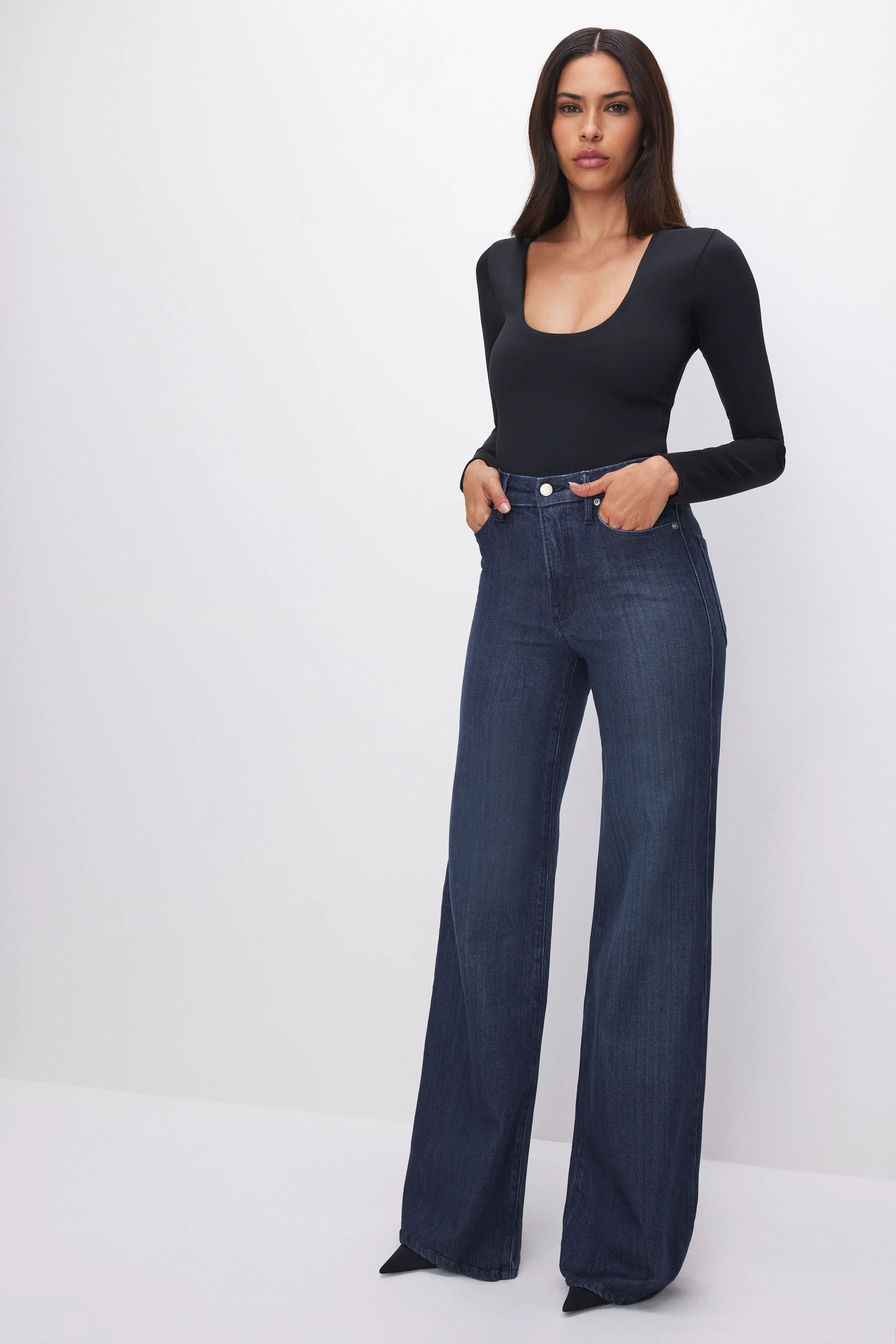 SCULPTING SCOOP NECK BODYSUIT | BLACK001 - GOOD AMERICAN | Good American