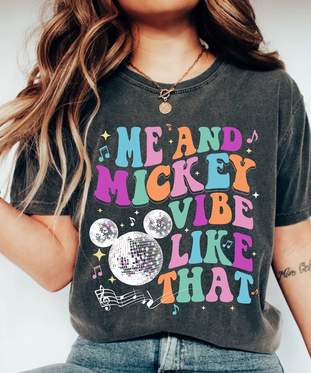 Me and Mickey Vibe Like That Comfort Colors Shirt, Mickey Ears Disco Ball Disney T-shirt, Disneyl... | Etsy (US)