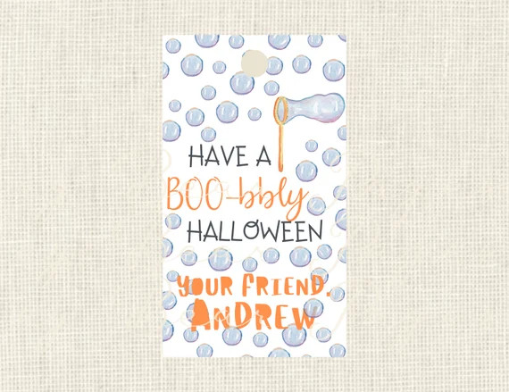 Watercolor Bubble Halloween Tags Boo-bbly | Etsy (US)