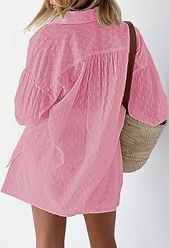 HAPCOPE Women's 2 Piece Outfits Oversized Long Puff Sleeve Blouse Shirt High Waisted Side Pocket ... | Amazon (US)