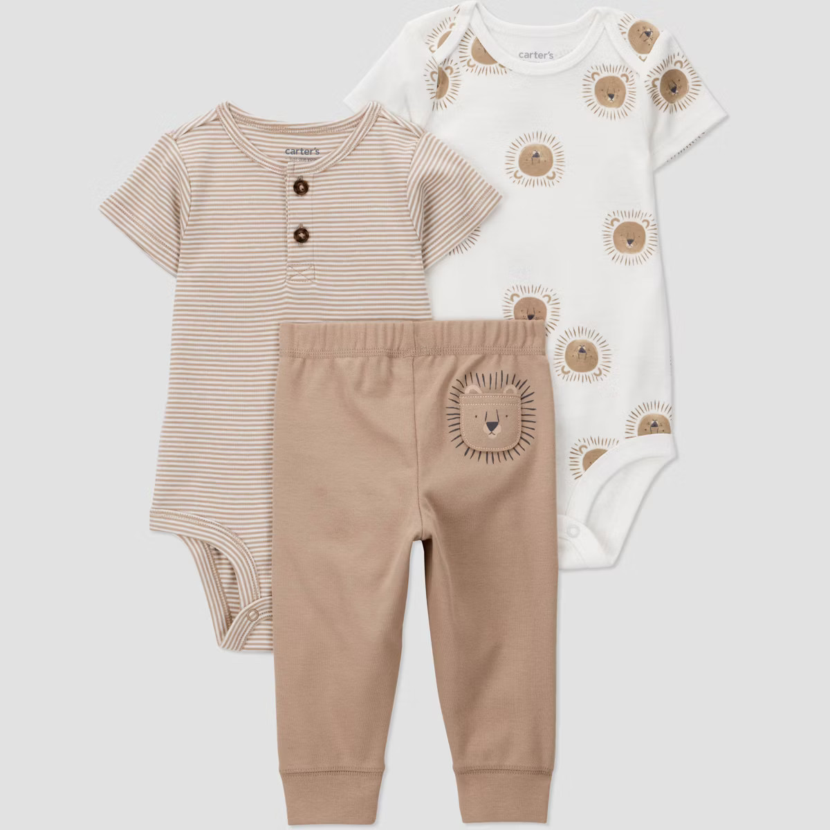 Carter's Just One You® Baby Boys' 3pc Lion Striped Bodysuits and Jogger Pants Set - Brown | Target