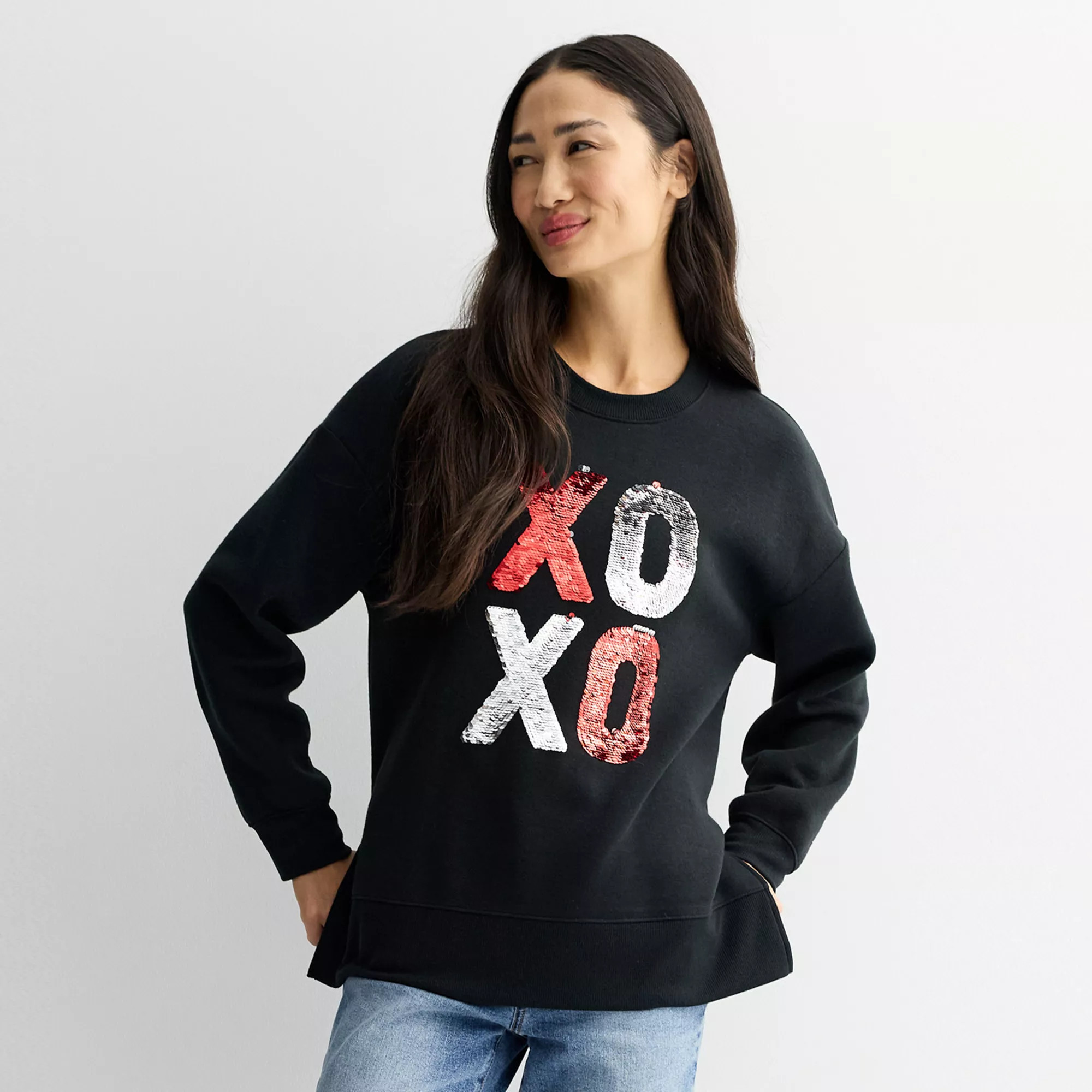 Women’s Valentine's Day XOXO Sequin Fleece Pullover | Kohl's