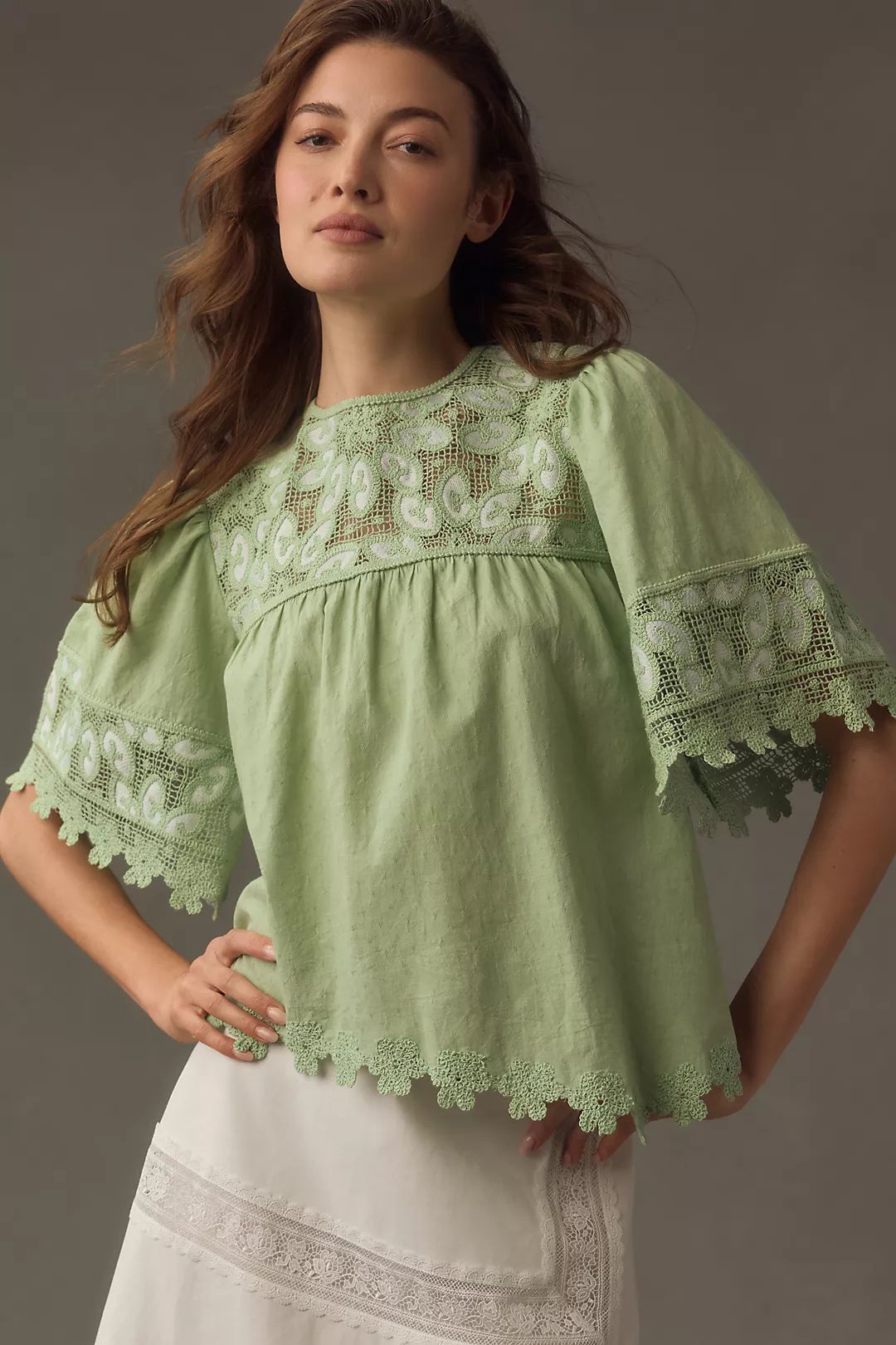 Forever That Girl Crochet Yoke Blouse | Anthropologie (US)