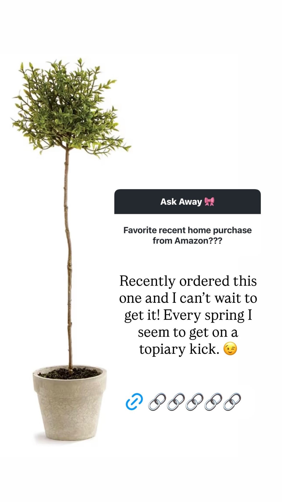 Recently ordered this one and I can’t wait to get it! Every spring I seem to get on a topiary kick. 😉
