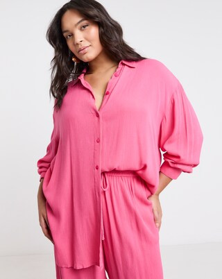 Pink Crinkle Shirt | Simply Be (UK)