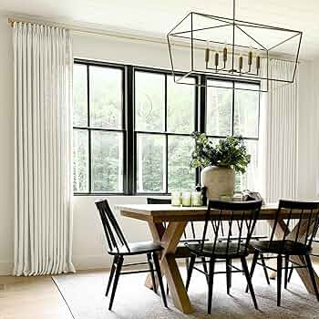 TWOPAGES Pinch Pleated Curtain 102 Inches Long Ivory White Faux Linen Textured Curtain for Living... | Amazon (US)