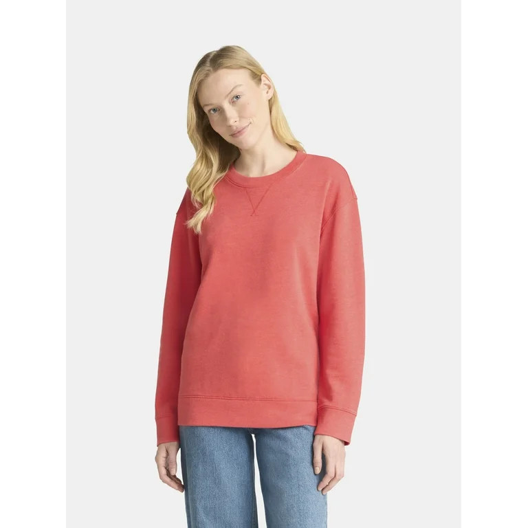 Time and Tru Women's Crewneck Sweatshirt with Long Sleeves, Sizes XS-4X | Walmart (US)