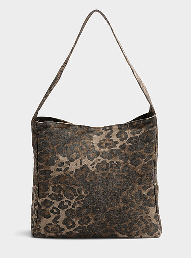 Leopard denim tote | Simons