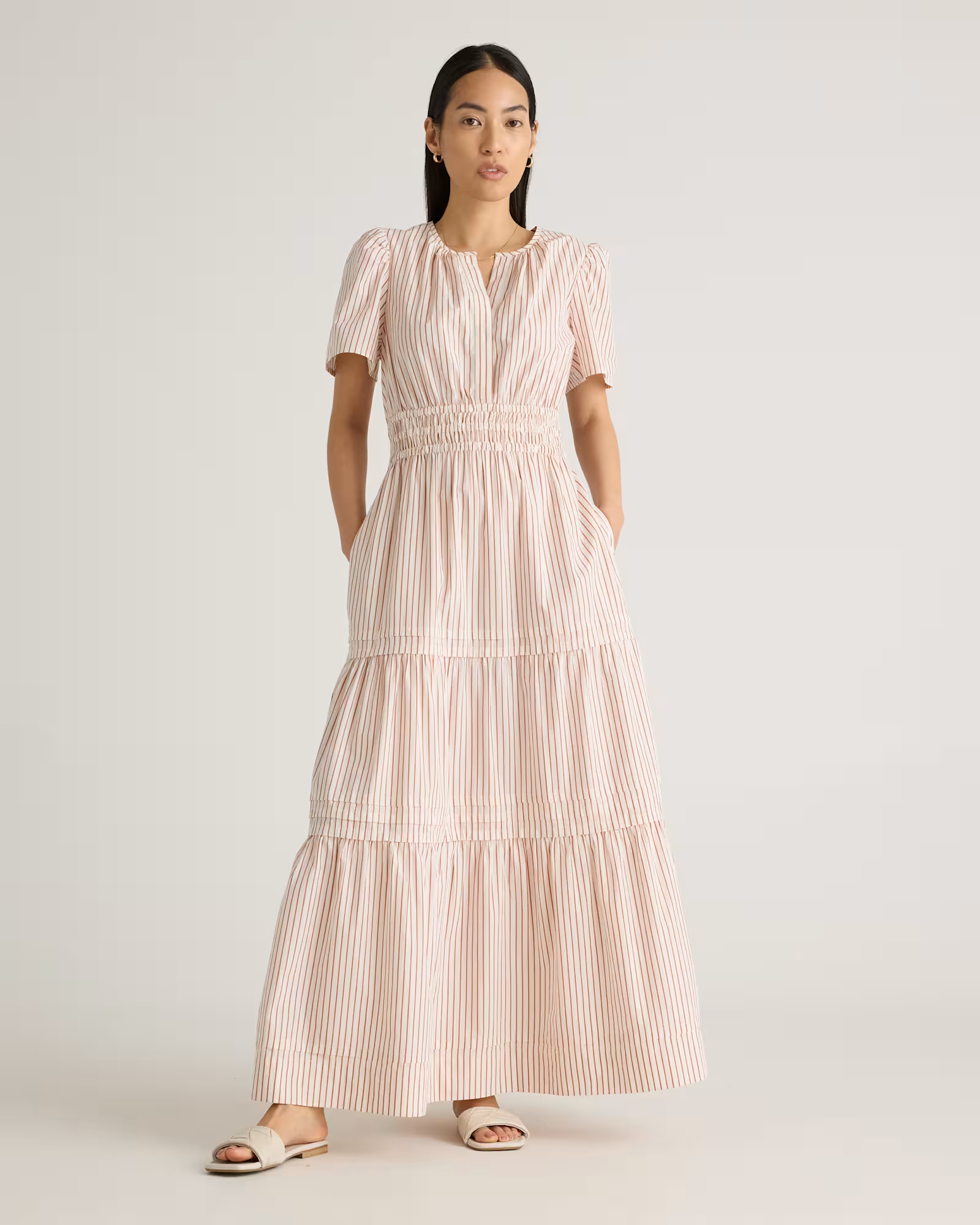 100% Organic Cotton Poplin Tiered Maxi Dress | Quince