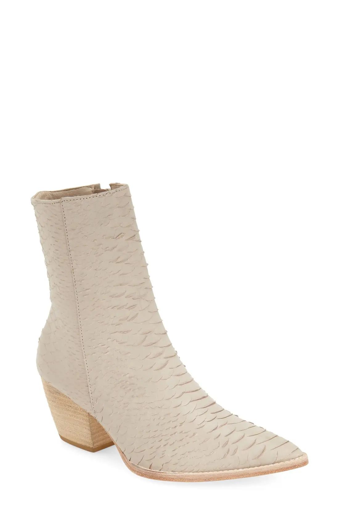 Matisse Caty Western Pointed Toe Bootie in Ivory Croc Embossed Leather at Nordstrom, Size 6.5 | Nordstrom