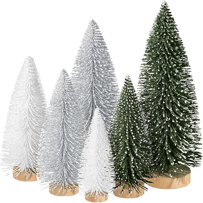 6pcs Mini Christmas Trees Christmas Decor, Artificial Christmas Mini Bottle Brush Trees Tabletop,... | Amazon (US)