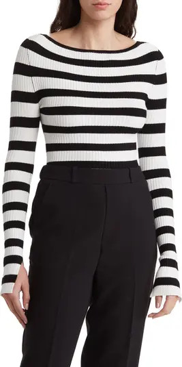 Amiri Stripe Boat Neck Crop Sweater | Nordstrom Rack