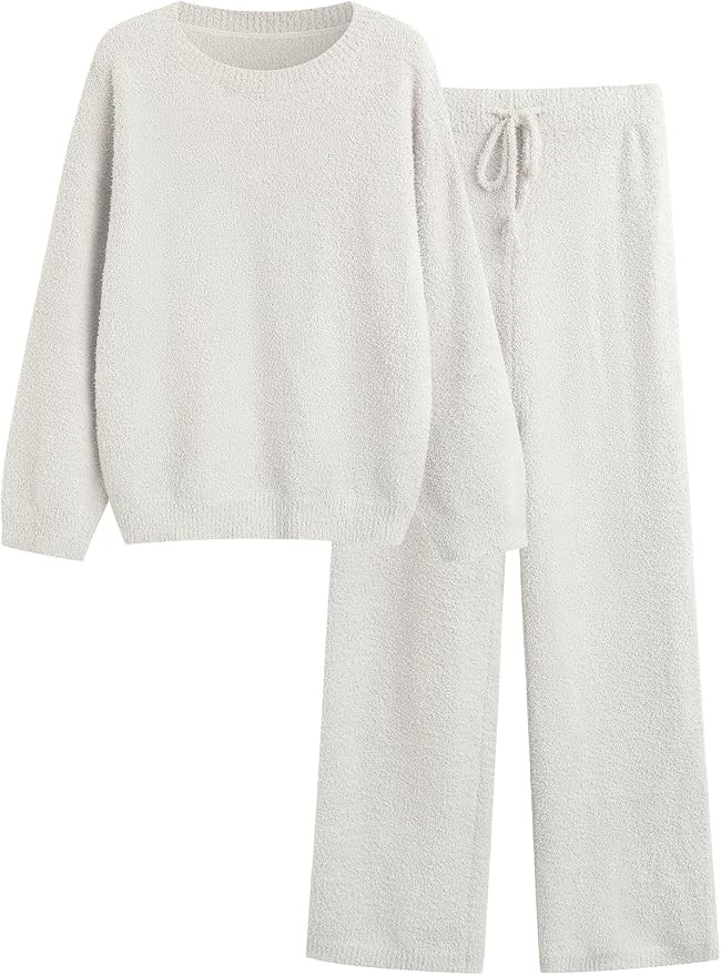 Lounge Sets for Women 2 Piece Fuzzy Fleece Pajamas Long Sleeve Matching Lounge Set 2024 Fall Tren... | Amazon (US)