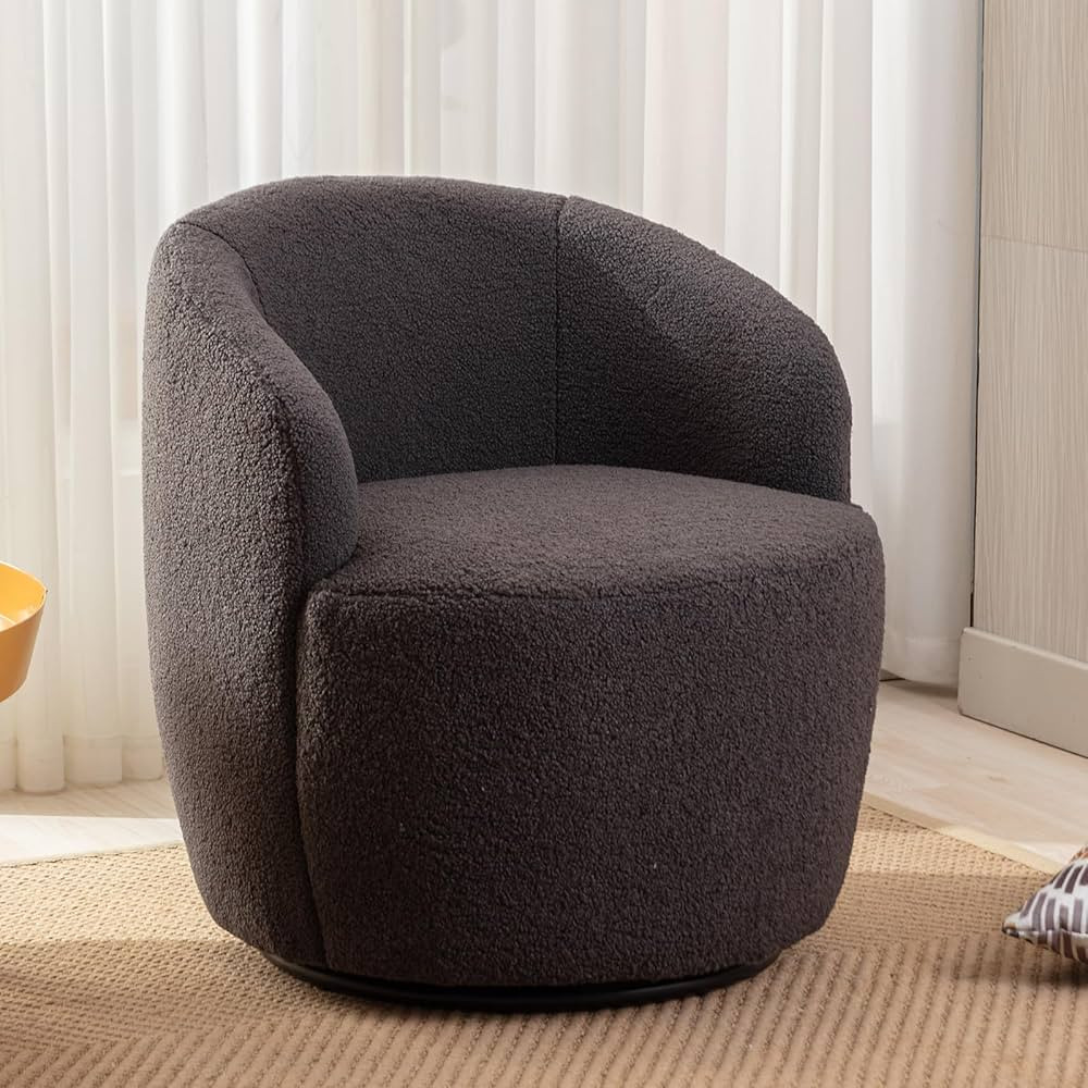 FOXHUNTER Swivel Barrel Chair, 360° Small Single Sofa Armchair Comfy Round Sofa Chair, Boucle Ch... | Amazon (US)