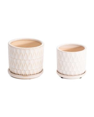 2pc 5in And 6in Teardrop Ceramic Planters With Saucers | Plants & Planters | Marshalls | Marshalls