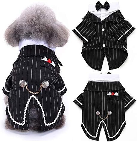 Bonaweite Dog Black Suit Costume, Pet Halloween Costume with Bow Tie, Formal Boston Tuxedo Shirt ... | Amazon (US)