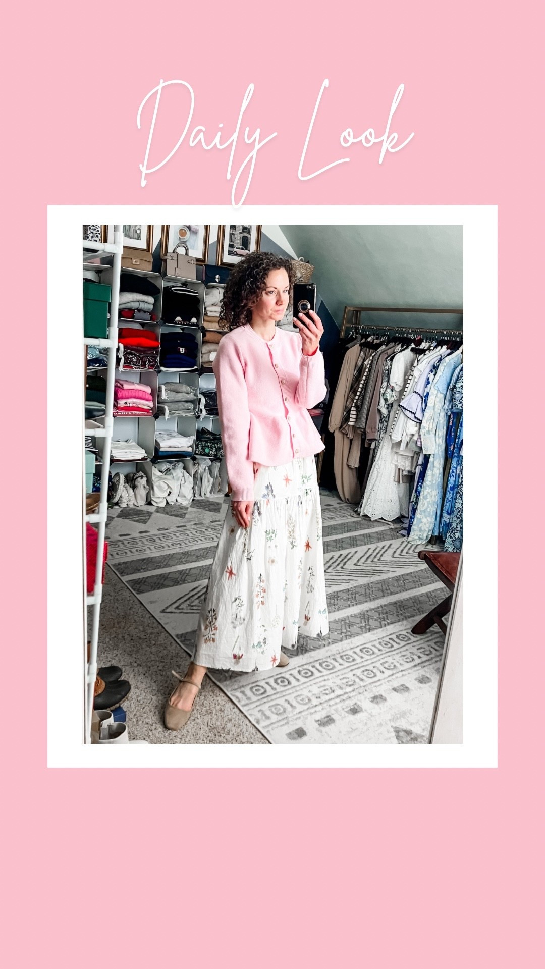 A pink and white outfit for spring!
Pink peplum cardigan from Amazon. 
White floral cotton skirt from Chicwish. 
Earring from Kate Spade. 
Nude Mary Jane flats from a local boutique, linking similar. 
Petite outfit. Spring outfit. Modest outfit. Preppy outfit. Colorful outfit. Easter outfit  

#LTKootd #LTKdayinmylife #LTKgrwm