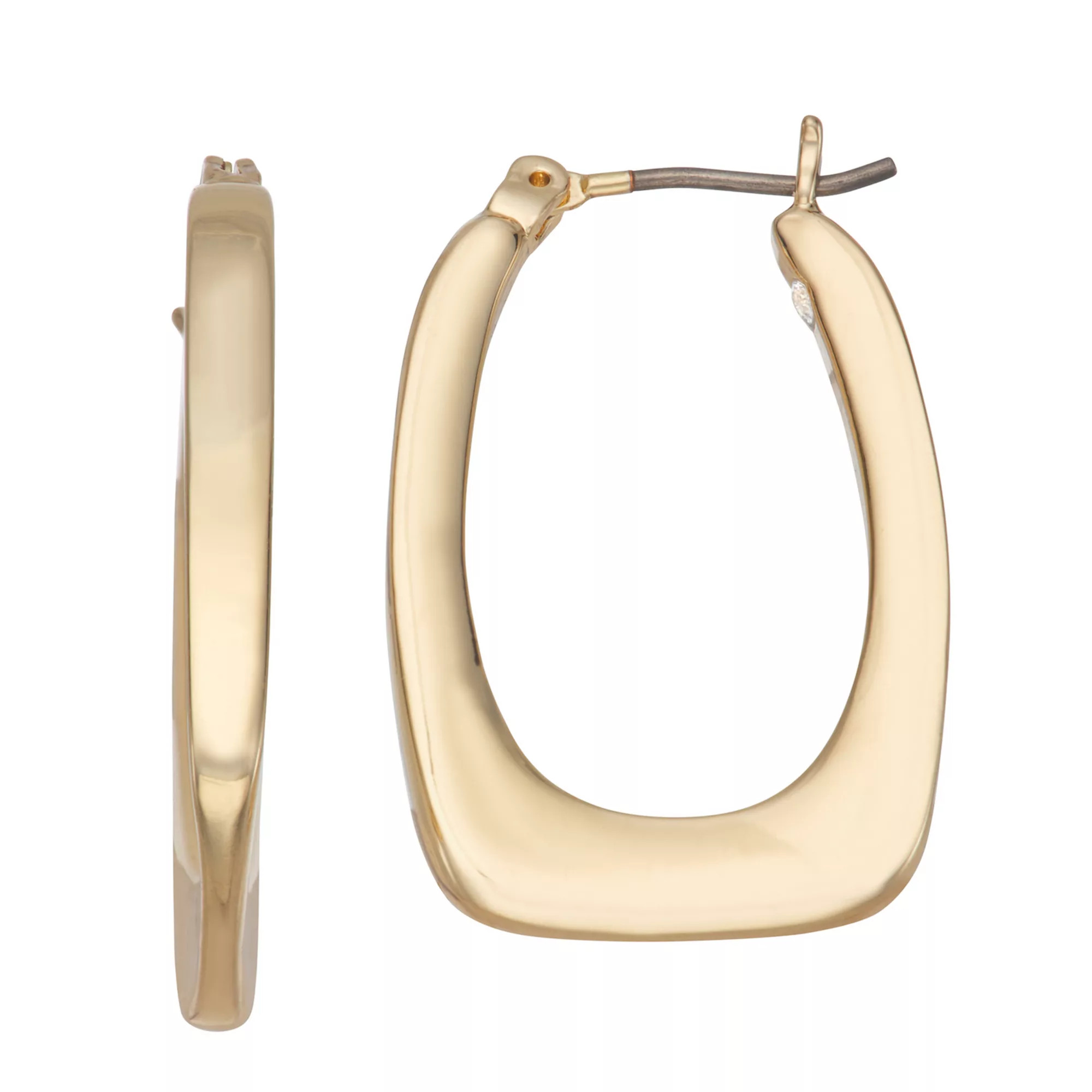 Napier Gold Tone Squared Oval Hoop Earrings | Kohl's