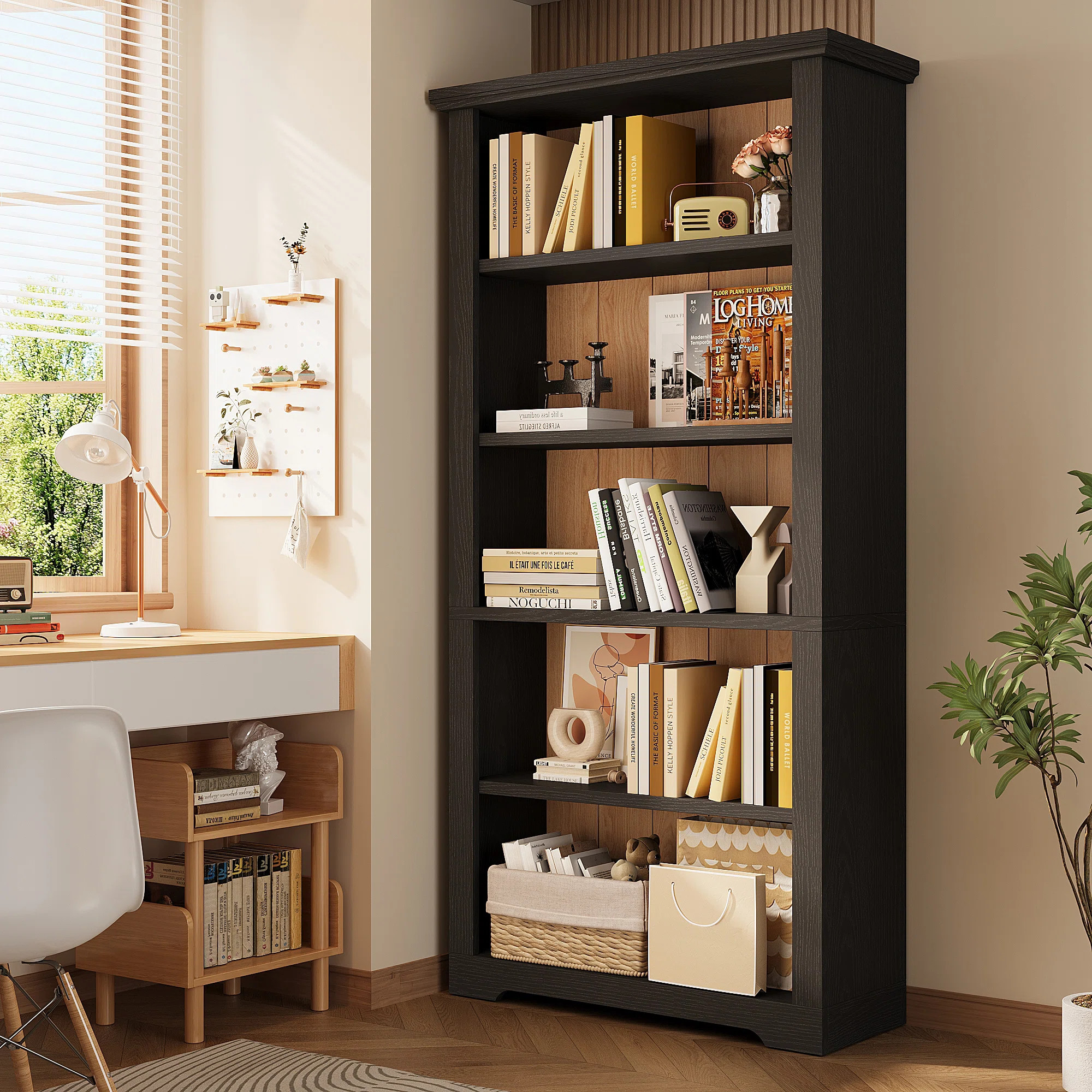 68.5"H X 31.5"W 5-Tier Freestanding Standard Bookcase, Modern Open Storage Bookshelf Display Orga... | Wayfair North America