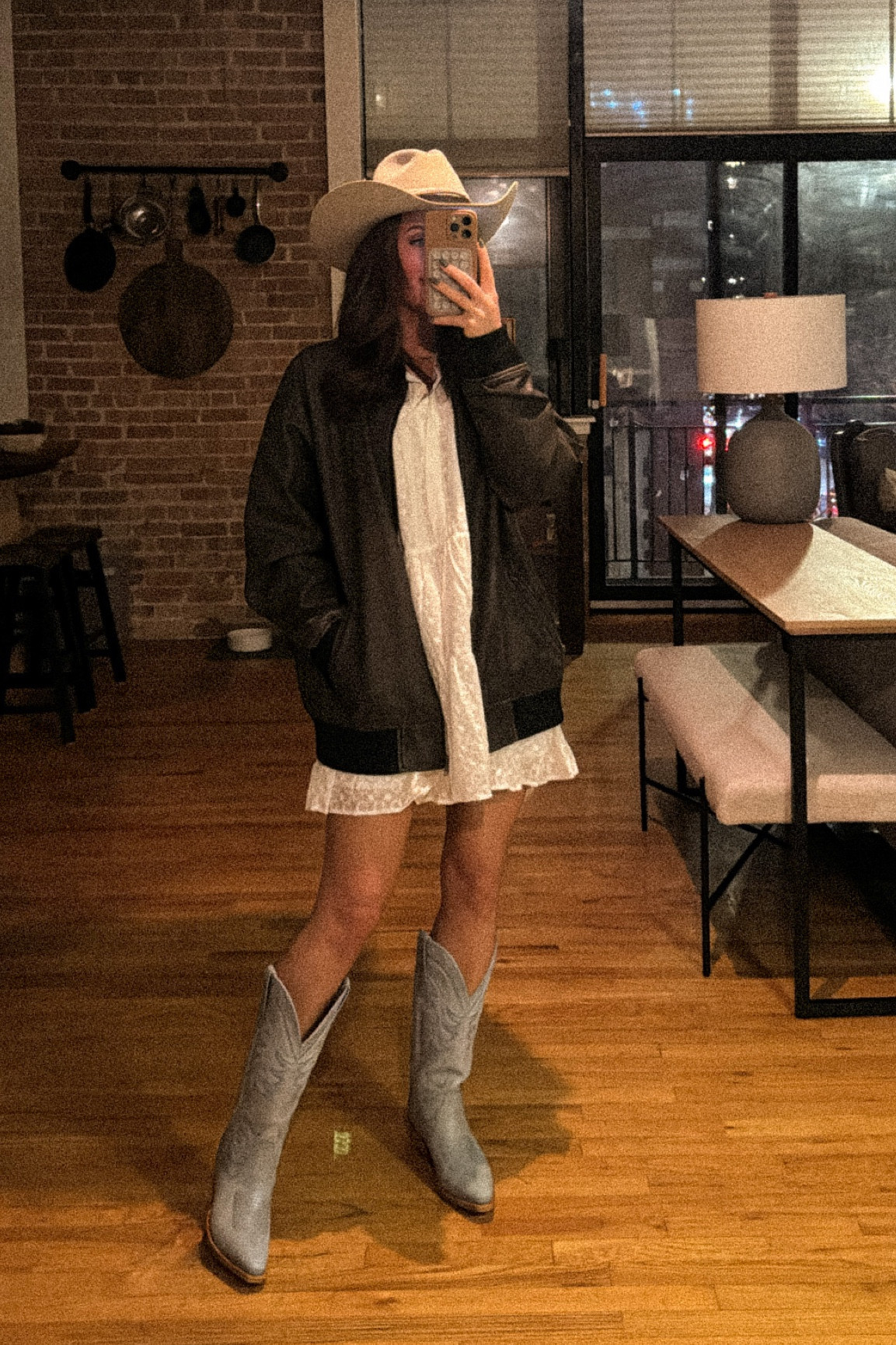 Size down .5 in the Annie Tecova cowgirl boots! I’m wearing a small in the Amazon dress and jacket (runs big). My exact hat is custom made from Kemosabe but it’s a silver belly Stetson! Western, rodeo 

#LTKstyletip