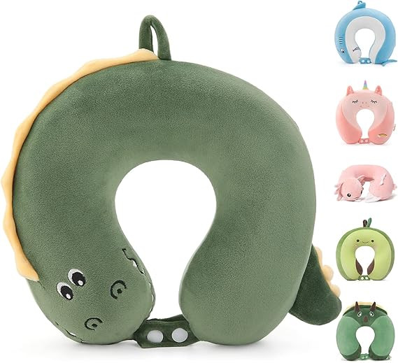 Niuniu Daddy Kids Neck Pillow for Traveling -100% Memory Foam Dinosaur Travel Pillow - Airplane T... | Amazon (US)
