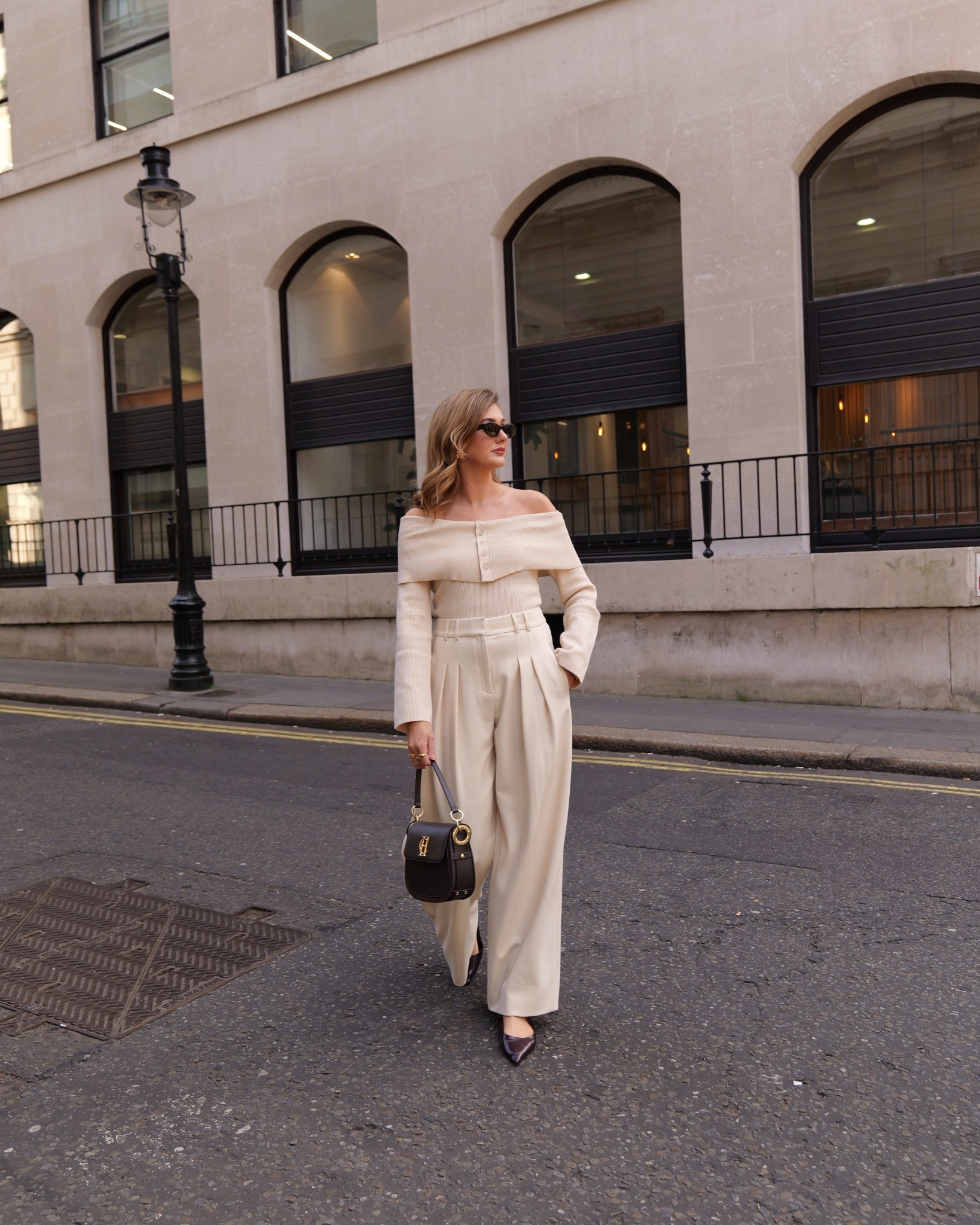 Cream monotone outfit for Spring.

Off shoulder knit top
Holland cooper chocolate brown suede bag
Cream wide leg trousers
Burgundy pointed pumps
Spring outfit inspiration 

#LTKAprilSpotlight #LTKspring #LTKuk