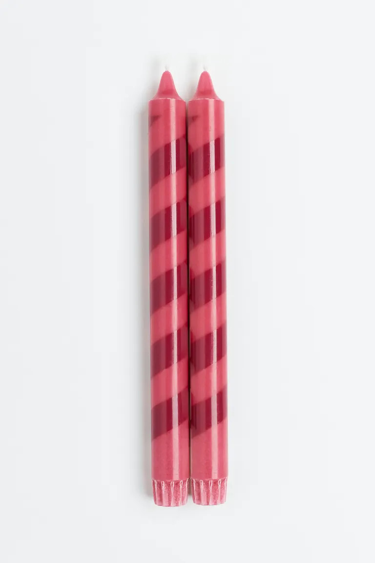 2-pack candy cane candles - Pink/red - Home All | H&M US | H&M (US + CA)