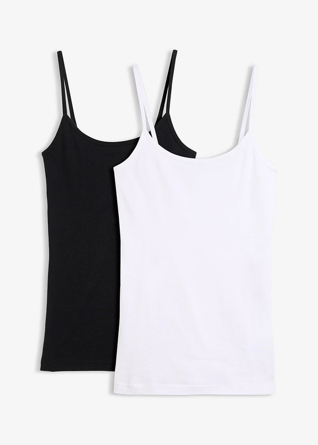 Spaghettitop (set van 2) wit+zwart | Bonprix NL (Influencer)
