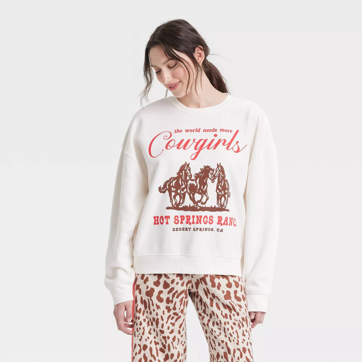 Women's The World Needs More Cowgirls Graphic Sweatshirt - White | Target