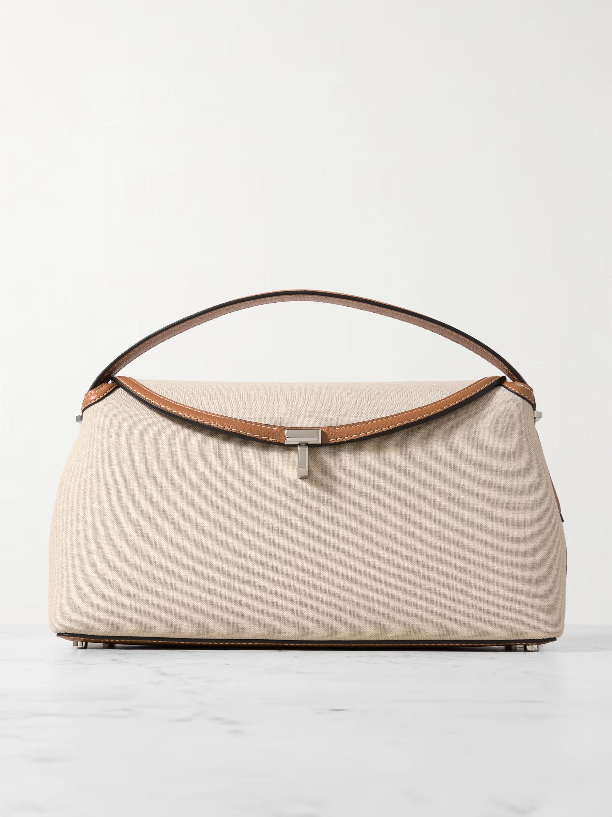 T-Lock leather-trimmed cotton-canvas shoulder bag | NET-A-PORTER (US)