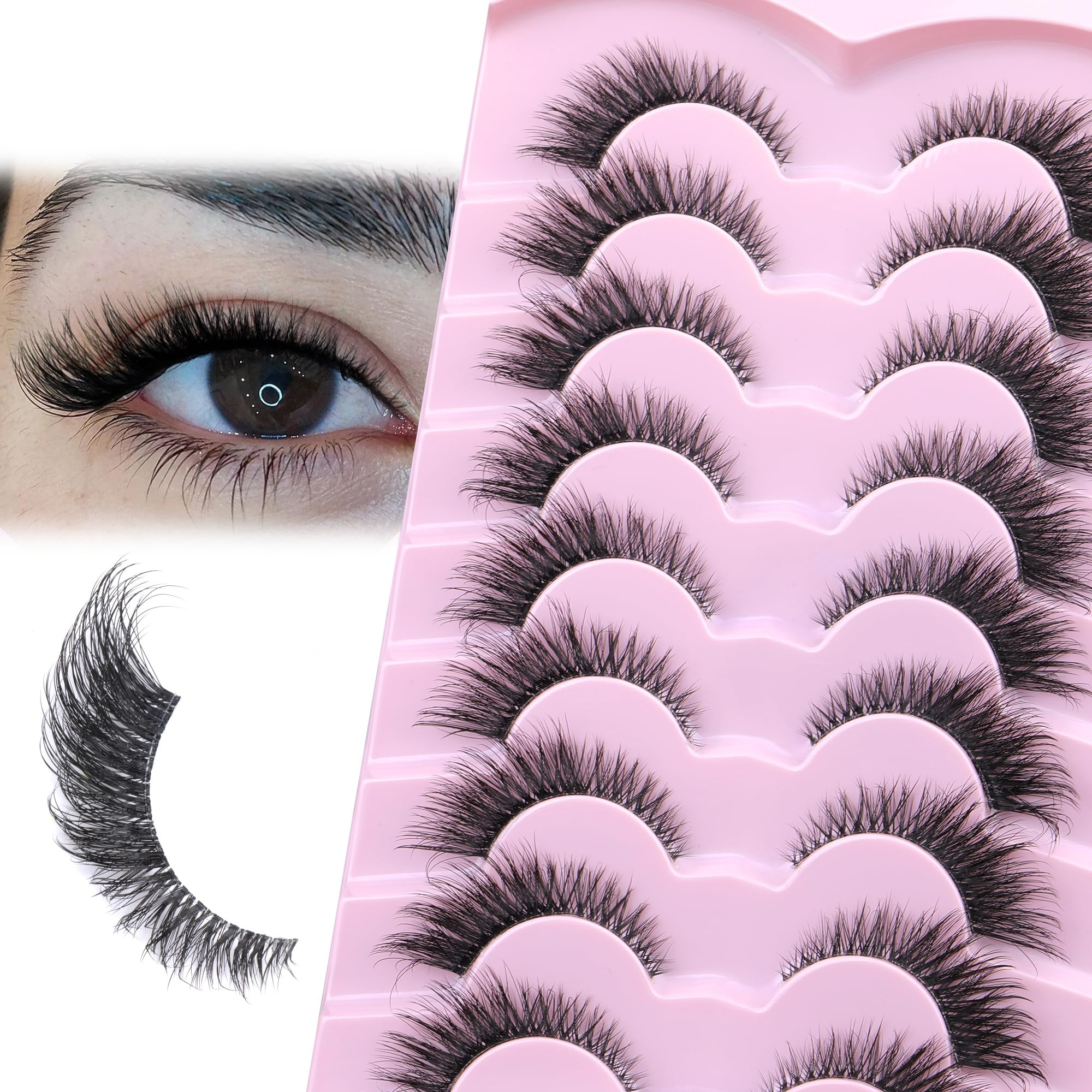 Lashes Natural Look Clear Band Cat Eye False Eyelashes zanlufly Fluffy Mink Fox Eye Lashes Wispy ... | Amazon (US)