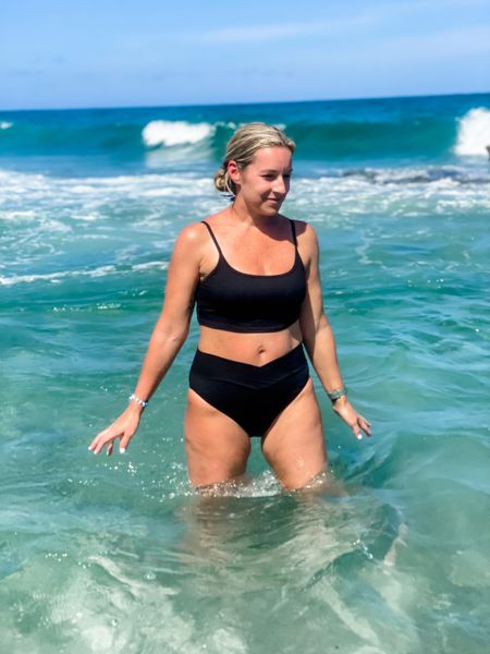Vacation mode activated. Aerie two piece. This ribbed longline bikini top and high waisted cross over cheeky bottom is comfortable, stretchy and adorable! True to size  

#LTKtravel #LTKSeasonal #LTKswim