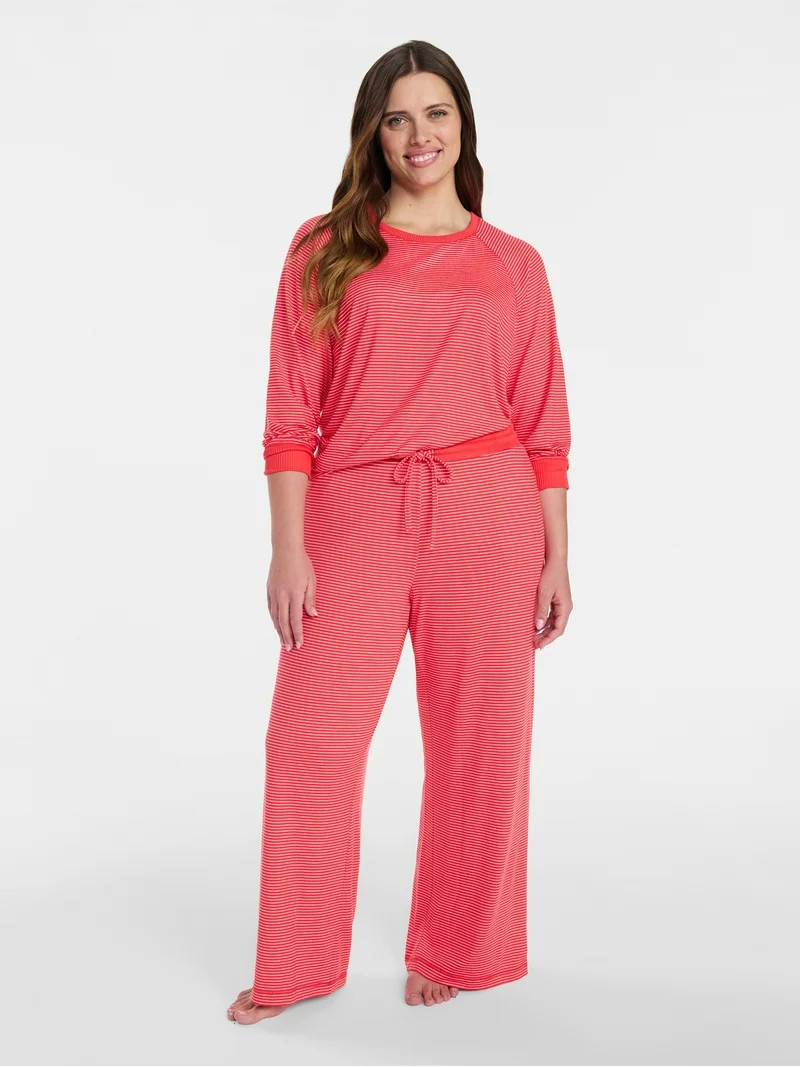 Joyspun Women's Cozy Lounge Collection Hacci Long Sleeve Top and Pants Pajama Set, 2-Piece, Sizes... | Walmart (US)