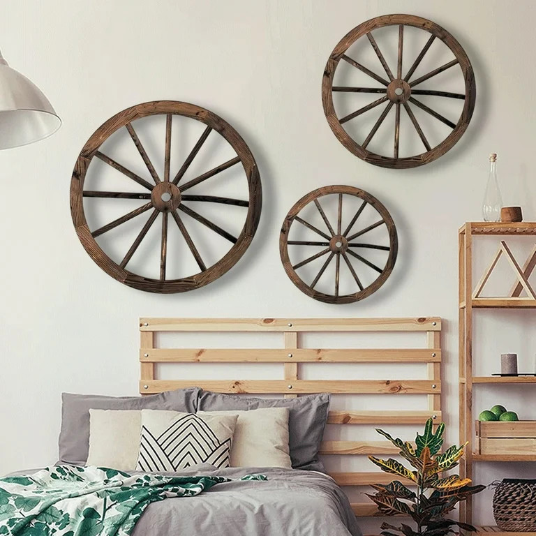 MORESEC under $5 Wooden Wall Hanging, 3 Pcs Vintage Wooden Wheel Wall Hanging, American Farmhouse... | Walmart (US)
