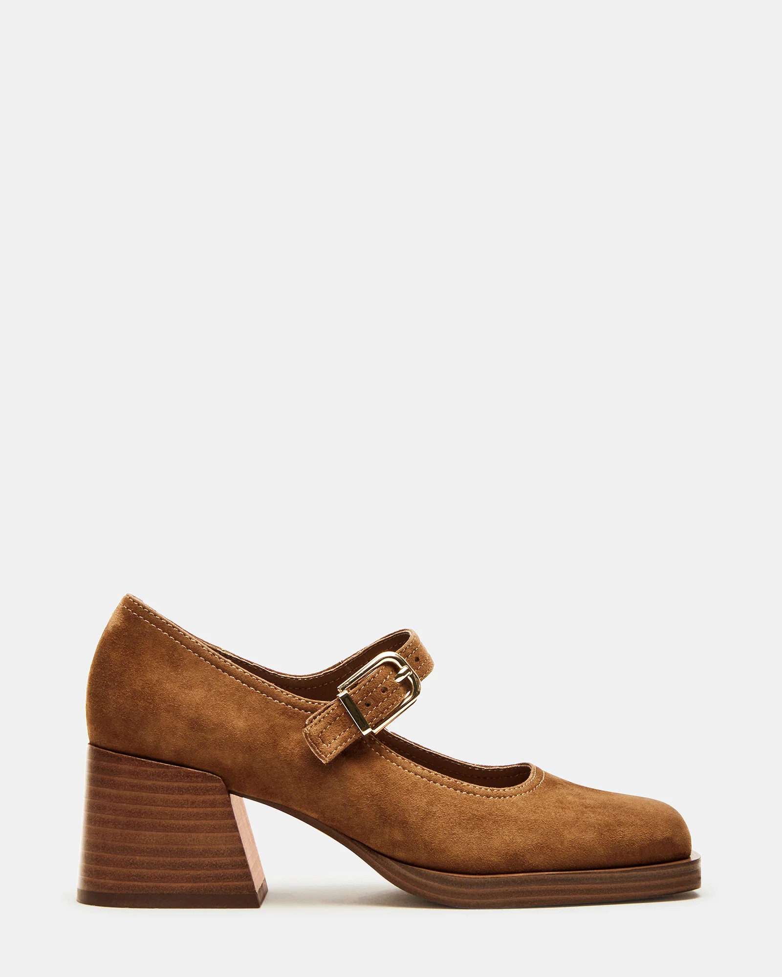 LISBON Chestnut Suede Square-Toe Mary Jane Women's Loafer | Steve Madden (US)
